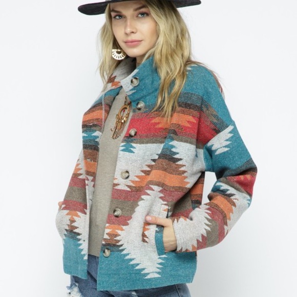 Last L then sold out! Bohemian Aztec Southwest Pattern Jacket - Picture 5 of 17
